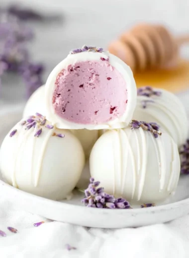 Honey lavender white chocolate truffles, a delightful sweet treat.
