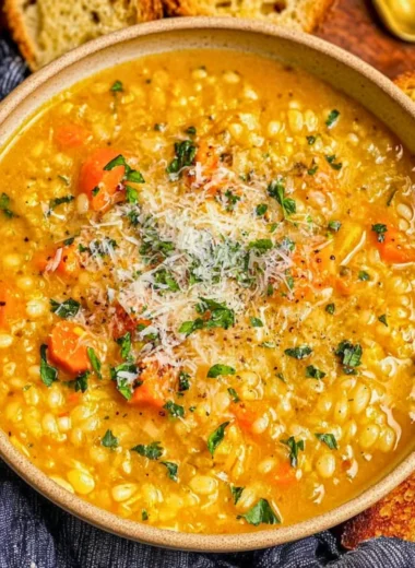 A bowl of Italian Penicillin Soup garnished with herbs, a comforting meal for healing.
