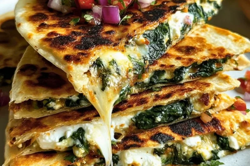 Delicious Mediterranean Quesadillas filled with fresh ingredients and flavors.