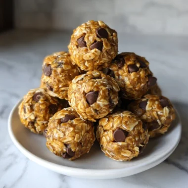 No-bake peanut butter energy bites made with oats and chocolate chips