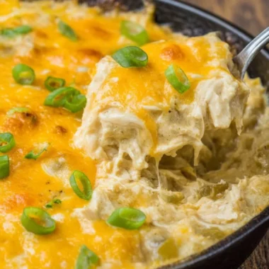 One Pan Keto Green Chili Chicken dish garnished with fresh herbs