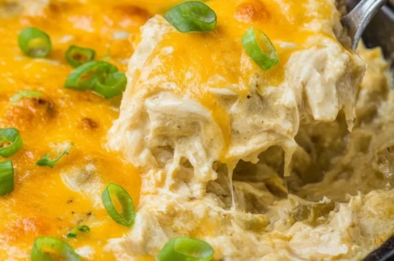 One Pan Keto Green Chili Chicken dish garnished with fresh herbs