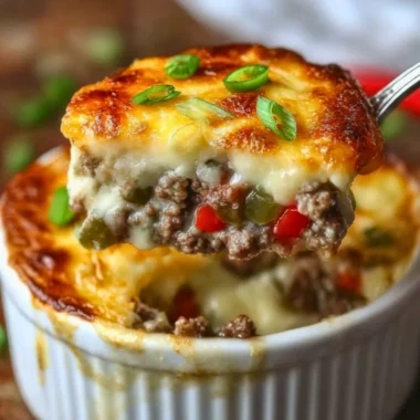 Philly cheesesteak skillet with beef, onions, and melted cheese in a skillet