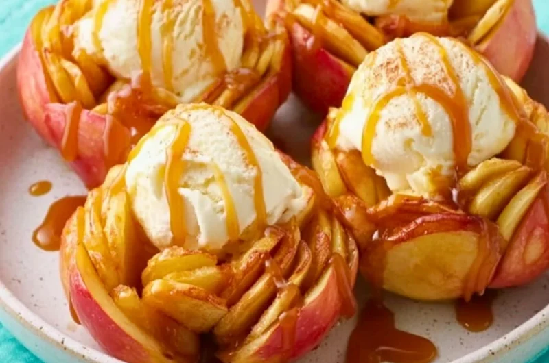 Delicious slow cooker bloomin' baked apples topped with cinnamon and nuts