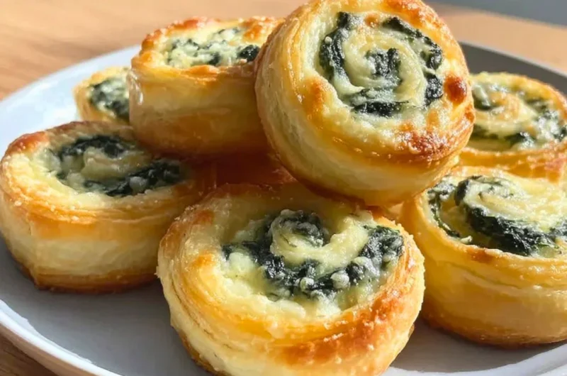 Bite-sized pinwheels filled with spinach dip, perfect for appetizers.
