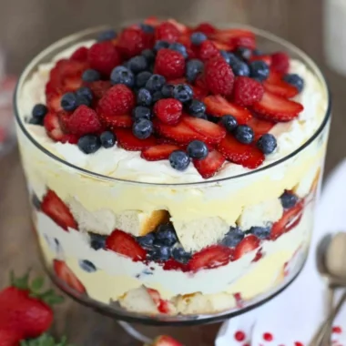 Delicious trifle with sherry served for a dinner party dessert