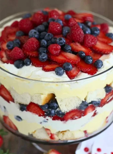 Delicious trifle with sherry served for a dinner party dessert