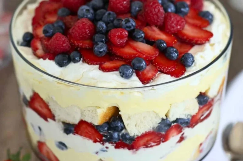 Delicious trifle with sherry served for a dinner party dessert