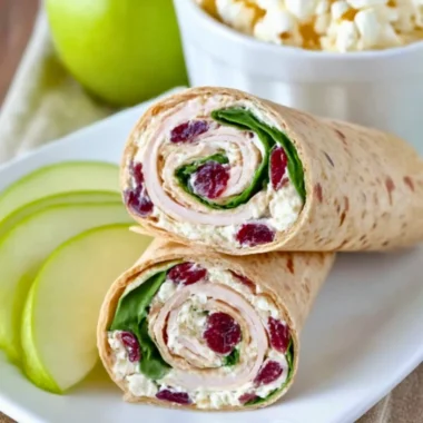 Turkey Cranberry Wrap made with fresh turkey and cranberry sauce