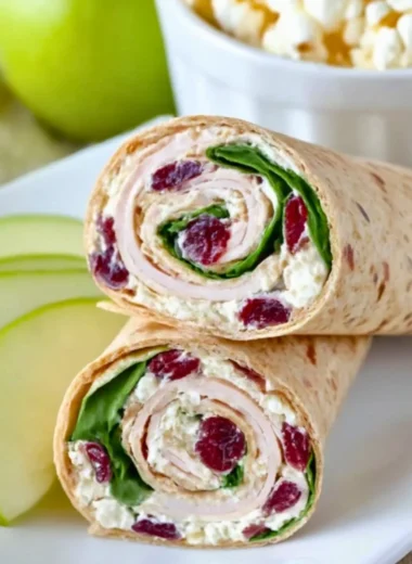 Turkey Cranberry Wrap made with fresh turkey and cranberry sauce