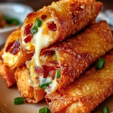 Delicious Bacon Jalapeño Popper Egg Rolls served with dipping sauce