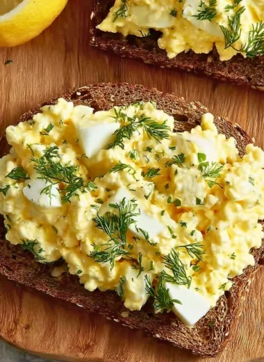 Delicious cottage cheese egg salad sandwich with fresh ingredients