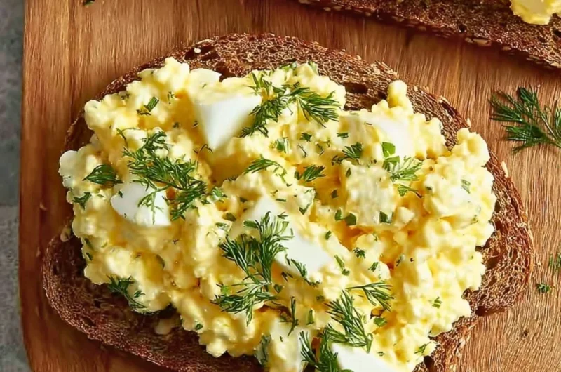 Delicious cottage cheese egg salad sandwich with fresh ingredients