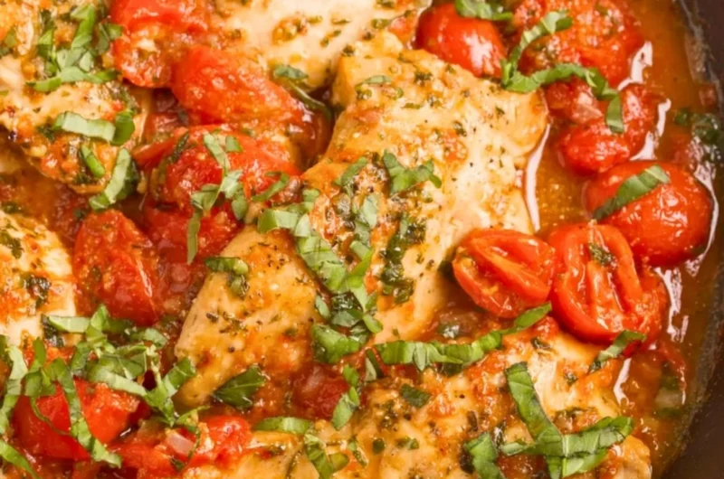 Delicious Chicken Pomodoro with fresh tomatoes and basil