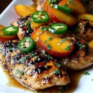 Delicious Jalapeño Peach Chicken served on a plate