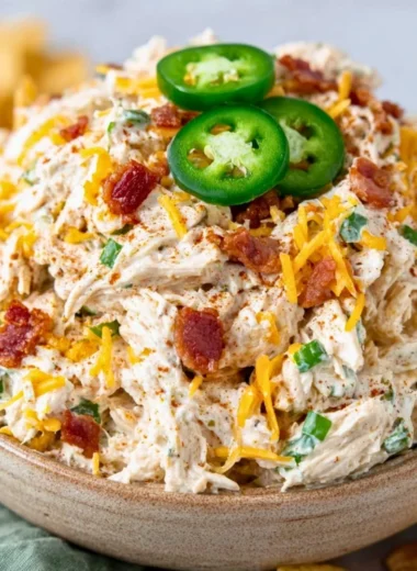 Delicious jalapeño popper keto chicken salad with creamy ingredients and spices