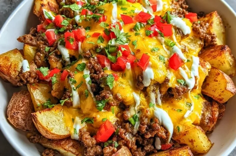 Delicious Loaded Southwest Potato Bowls topped with fresh ingredients.