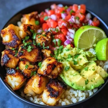 Delicious low-carb fish taco bowls featuring fresh fish and vibrant toppings.
