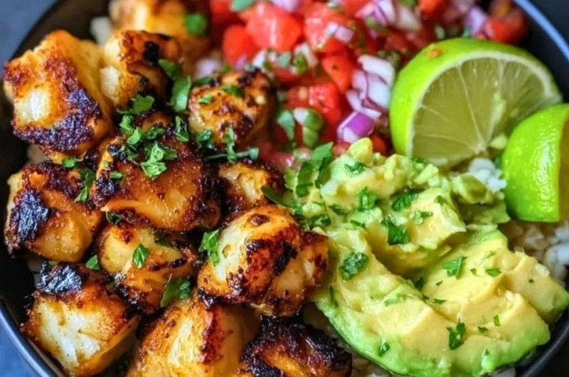 Delicious low-carb fish taco bowls featuring fresh fish and vibrant toppings.