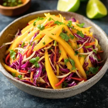Colorful Mango Slaw with fresh ingredients and vibrant dressing