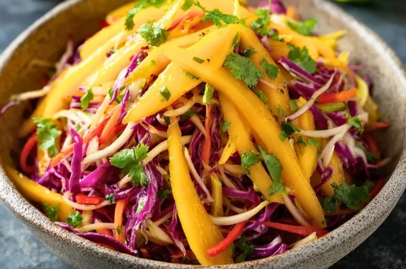 Colorful Mango Slaw with fresh ingredients and vibrant dressing