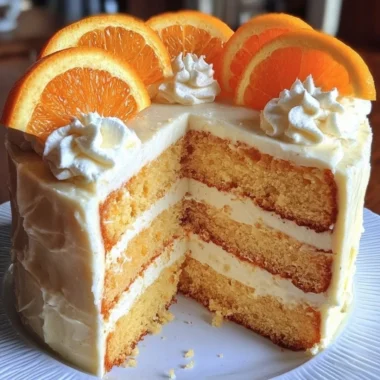 Delicious slice of Orange Creamsicle Cake topped with creamy frosting and orange zest