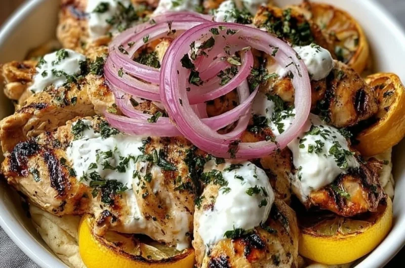 Slow Cooker Chicken Gyros with fresh toppings and pita bread