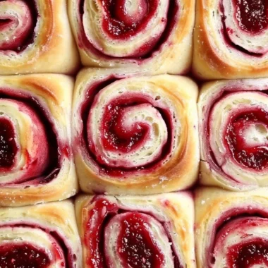 Freshly baked sourdough raspberry lemon rolls with vibrant flavor
