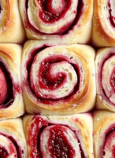 Freshly baked sourdough raspberry lemon rolls with vibrant flavor