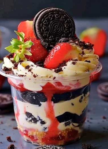 Delicious Strawberry Oreo Cup with fresh strawberries and Oreo crumbs