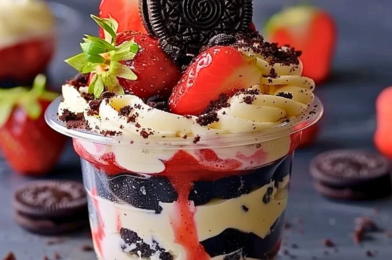 Delicious Strawberry Oreo Cup with fresh strawberries and Oreo crumbs