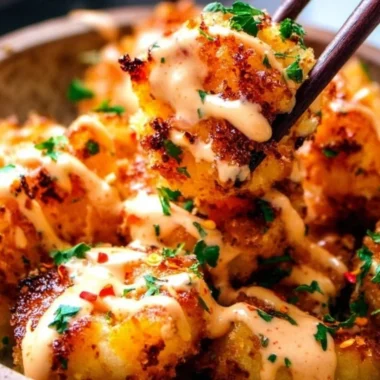 Delicious Bang Bang Shrimp made in an air fryer, served with a spicy sauce.