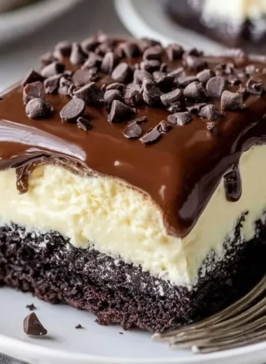 Delicious Chocolate Ooey Gooey Cake with rich chocolate frosting and gooey texture