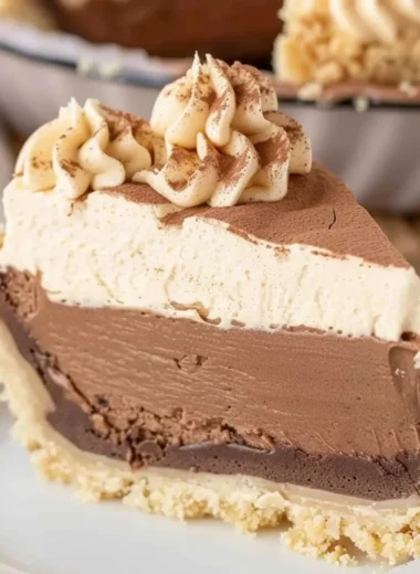 Costco Peanut Butter Chocolate Cream Pie, a delicious chocolate and peanut butter dessert.