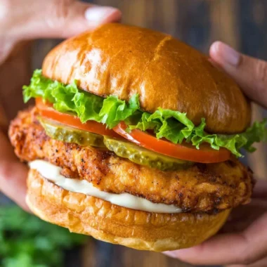 Delicious crispy chicken sandwich with fresh toppings and golden bread
