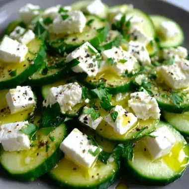 Cucumber Feta Salad with fresh vegetables and feta cheese in a bowl