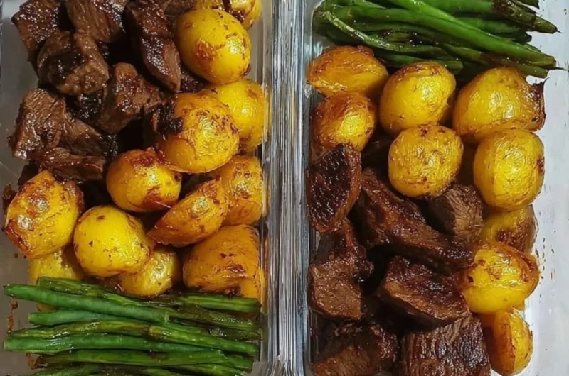 Garlic Balsamic Steak Bites served on a plate