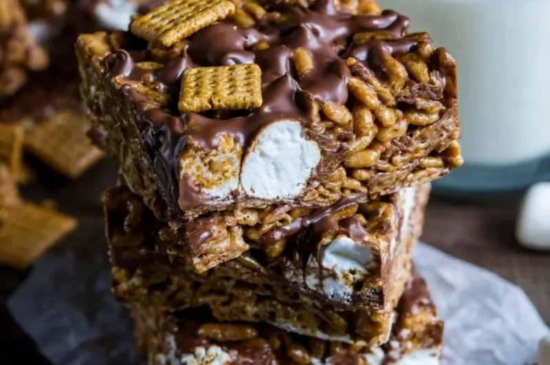 Delicious Golden Grahams S'mores Bars with chocolate and marshmallows