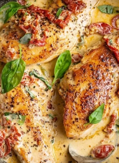 Delicious plate of Marry Me Chicken served with herbs and creamy sauce