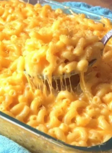Delicious bowl of macaroni and cheese with creamy cheese sauce
