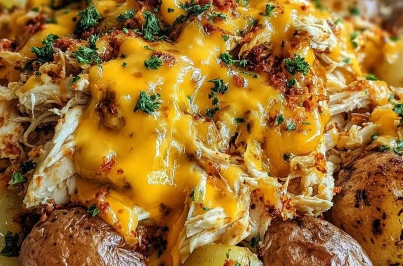 Slow Cooker Cheesy Ranch Chicken and Potatoes dish served warm