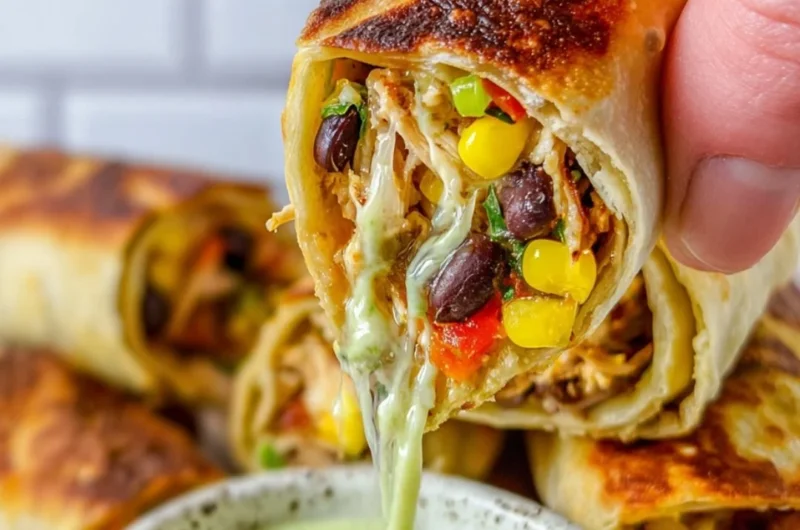 Plate of crispy Southwest egg rolls filled with vegetables and spices