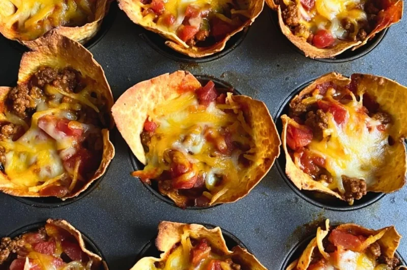 Delicious Taco Muffins served on a platter with fresh toppings.