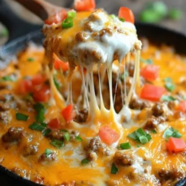Delicious Texas Trash Dip served in a bowl with tortilla chips.